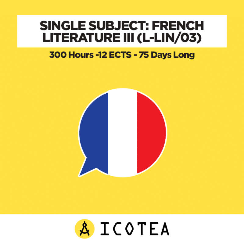 French literature III (L-LIN/03) -300 hours -12 ECTS - 75 days long